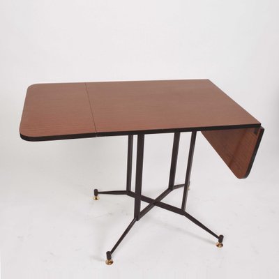 Mid-Century Formica Steel and Brass Table by Laminati Plastici for Gardella, Italy, 1950s-JDR-1126091