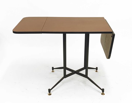 Mid-Century Formica Steel and Brass Table by Laminati Plastici for Gardella, Italy, 1950s-JDR-1126091