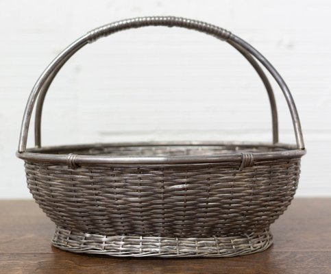 Mid-Century French Aluminium Basket Centerpiece-RIU-1078193