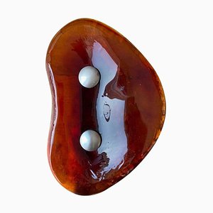 Mid-Century French Amber Glass Door Handle-LL-898074