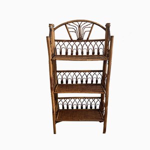 Mid-Century French Bamboo and Rattan Shelf, 1950s-DHH-686888