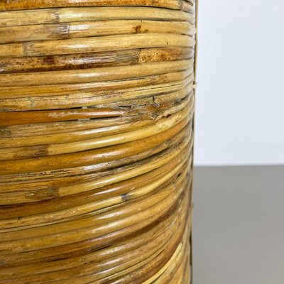 Mid-Century French Bauhaus Paper Bin in Rattan and Brass, 1960s-QZ-1251059