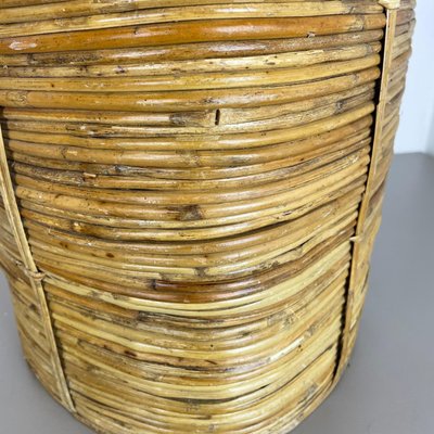 Mid-Century French Bauhaus Paper Bin in Rattan and Brass, 1960s-QZ-1251059