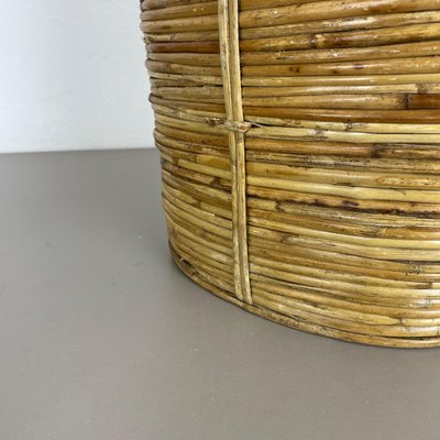 Mid-Century French Bauhaus Paper Bin in Rattan and Brass, 1960s-QZ-1251059