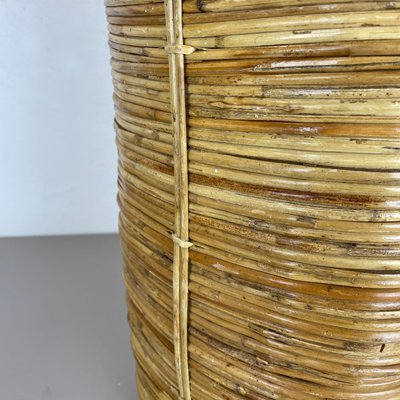 Mid-Century French Bauhaus Paper Bin in Rattan and Brass, 1960s-QZ-1251059