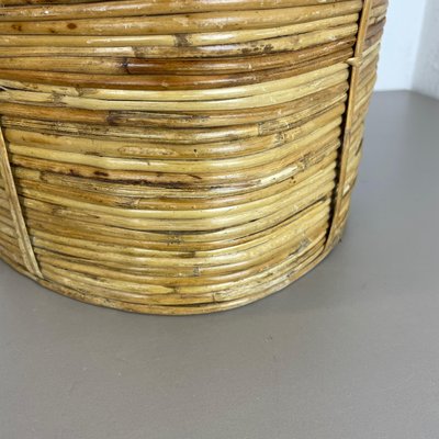 Mid-Century French Bauhaus Paper Bin in Rattan and Brass, 1960s-QZ-1251059