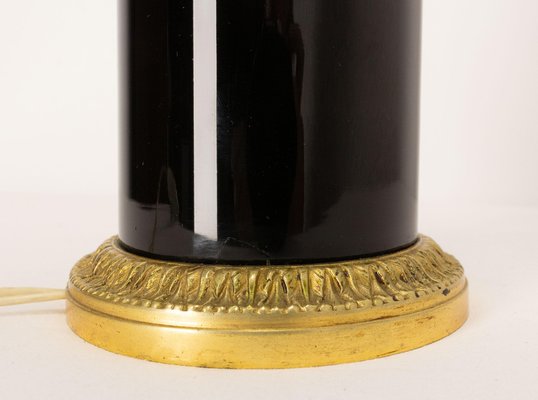 Mid-Century French Black Glass and Brass Table Lamp, 1960s-RIU-1403213