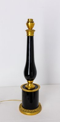 Mid-Century French Black Glass and Brass Table Lamp, 1960s-RIU-1403213