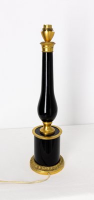 Mid-Century French Black Glass and Brass Table Lamp, 1960s-RIU-1403213