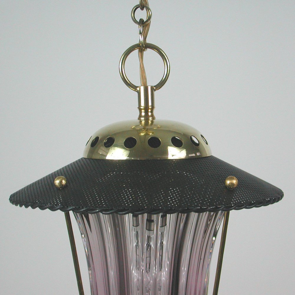 Mid-Century French Black Lantern in the Style of Mategot, 1950s