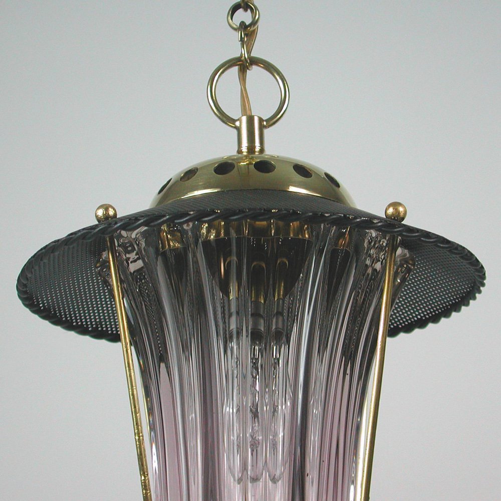 Mid-Century French Black Lantern in the Style of Mategot, 1950s