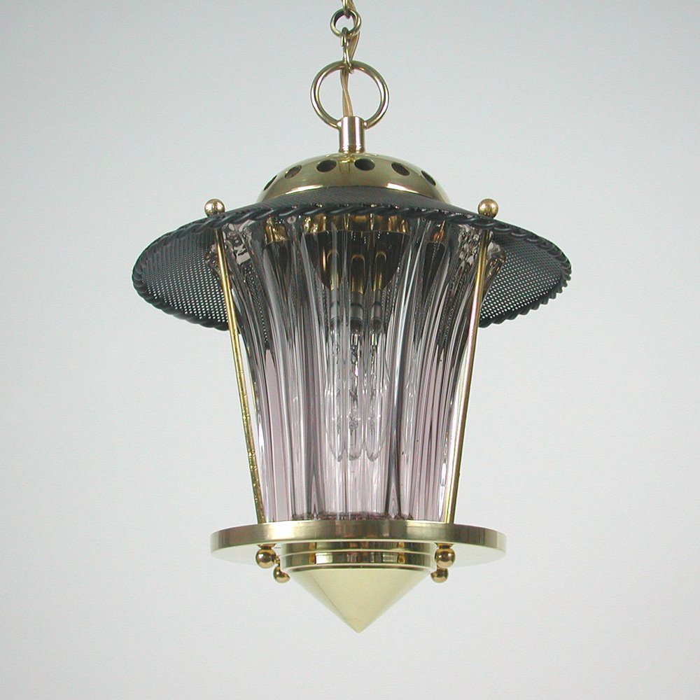 Mid-Century French Black Lantern in the Style of Mategot, 1950s