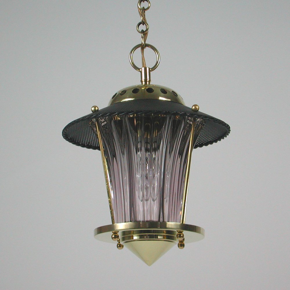 Mid-Century French Black Lantern in the Style of Mategot, 1950s