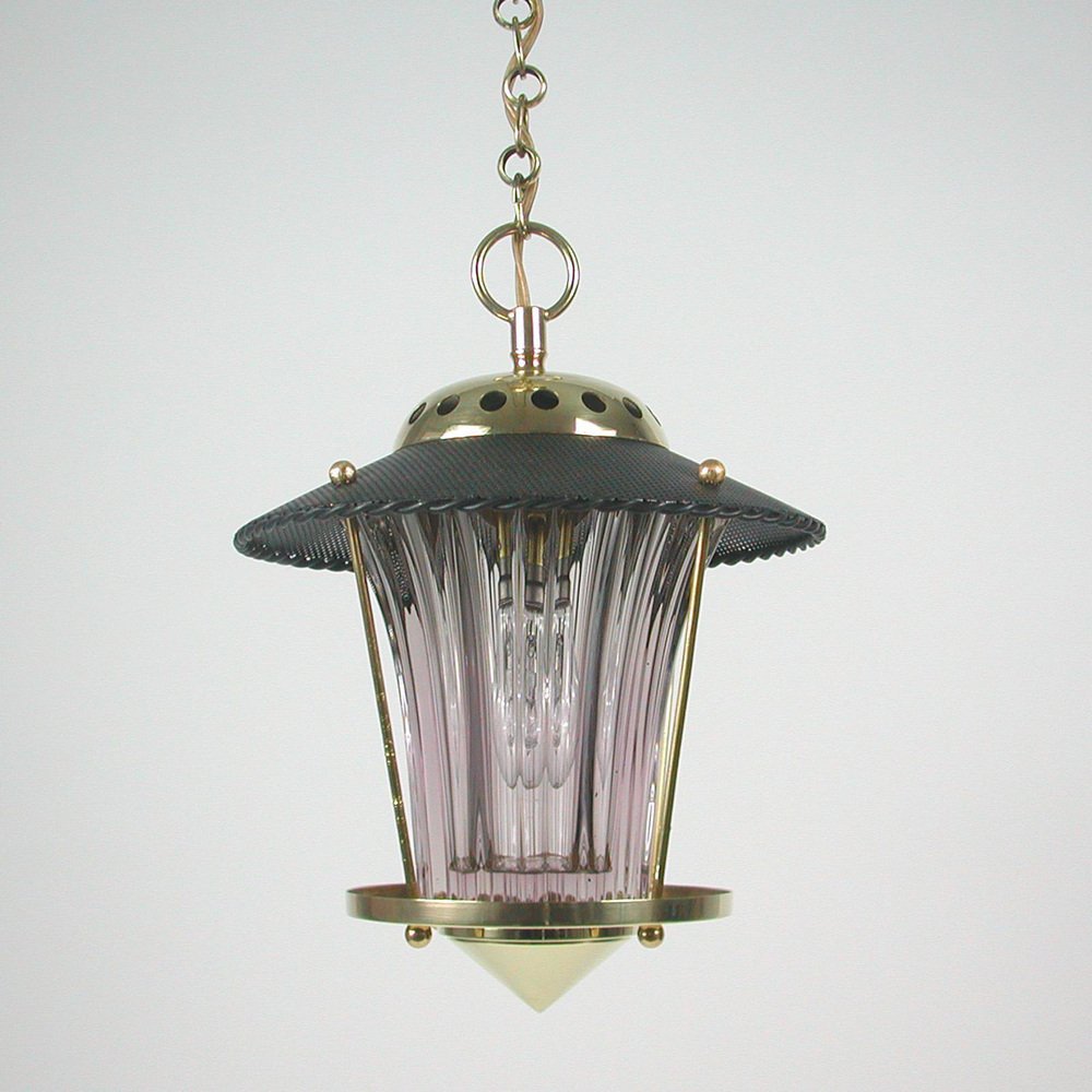 Mid-Century French Black Lantern in the Style of Mategot, 1950s