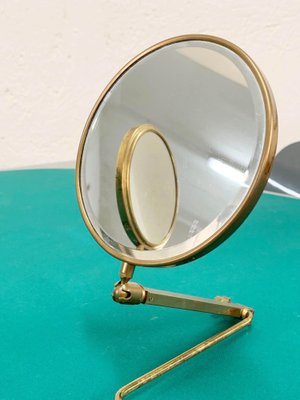 Mid-Century French Brass Adjustable Table Mirror, 1950s-JDR-1125948