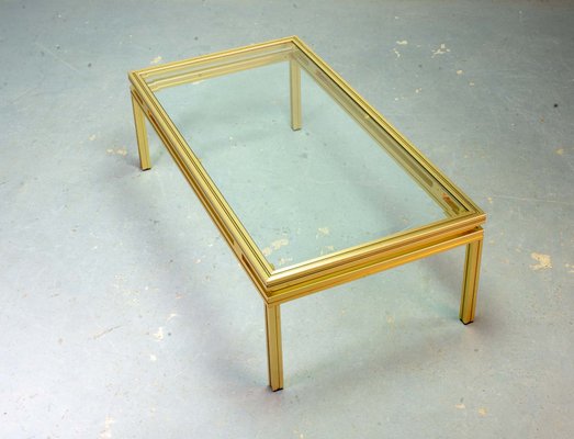 Mid-Century French Brass and Brushed Aluminum Coffee Table by Pierre Vandel, 1970s-IXC-552381