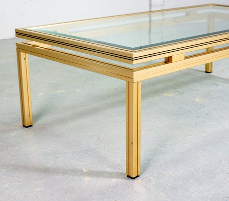 Mid-Century French Brass and Brushed Aluminum Coffee Table by Pierre Vandel, 1970s-IXC-552381