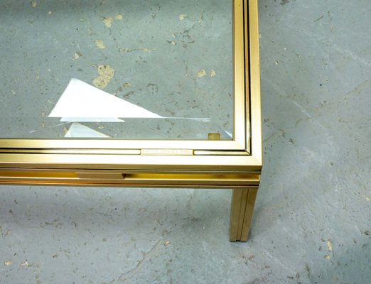 Mid-Century French Brass and Brushed Aluminum Coffee Table by Pierre Vandel, 1970s-IXC-552381