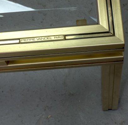 Mid-Century French Brass and Brushed Aluminum Coffee Table by Pierre Vandel, 1970s-IXC-552381