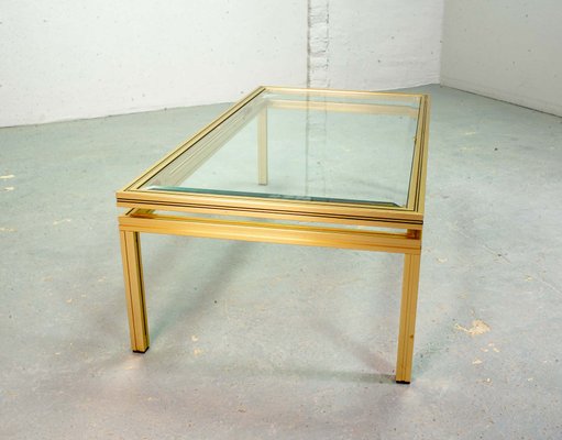 Mid-Century French Brass and Brushed Aluminum Coffee Table by Pierre Vandel, 1970s-IXC-552381