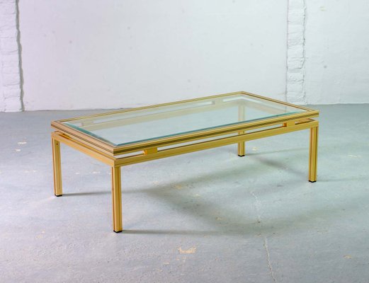 Mid-Century French Brass and Brushed Aluminum Coffee Table by Pierre Vandel, 1970s-IXC-552381