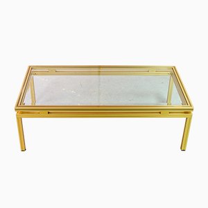 Mid-Century French Brass and Brushed Aluminum Coffee Table by Pierre Vandel, 1970s-IXC-552381