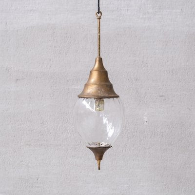 Mid-Century French Brass and Glass Pendant Light-JRP-1764639