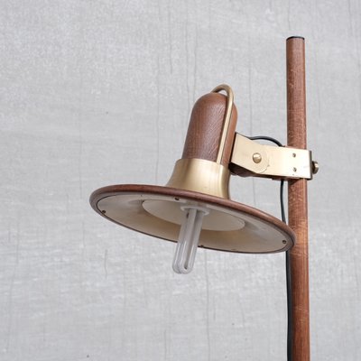 Mid-Century French Brass and Teak Floor Lamp-JRP-1112949