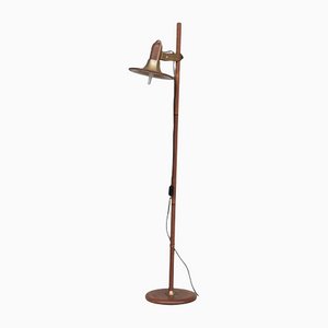 Mid-Century French Brass and Teak Floor Lamp-JRP-1112949