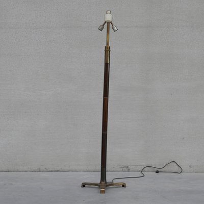 Mid-Century French Brass and Wood Floor Lamp-JRP-1021709