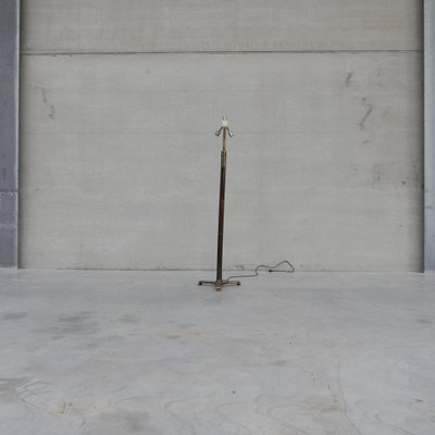 Mid-Century French Brass and Wood Floor Lamp-JRP-1021709