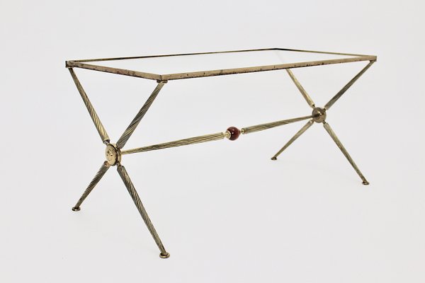 Mid-Century French Brass Coffee Table by Maison Bagues, 1950s-NB-655122