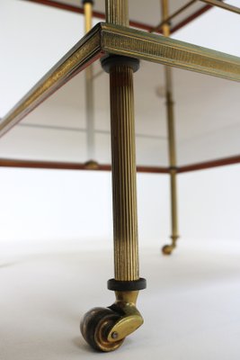 Mid-Century French Brass & Smoked Glass Three Tiered Drinks Trolley, 1970s-OKN-2042974