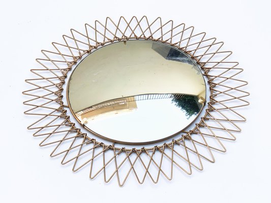 Mid-Century French Brass Sunburst Wall Mirror, 1970s-JDR-1125957