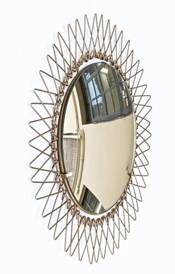 Mid-Century French Brass Sunburst Wall Mirror, 1970s-JDR-1125957