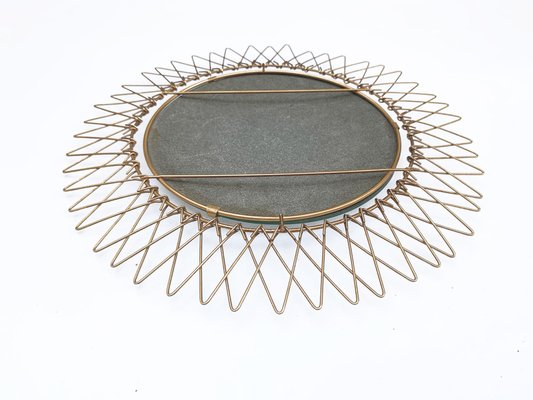 Mid-Century French Brass Sunburst Wall Mirror, 1970s-JDR-1125957