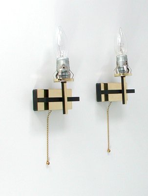 Mid-Century French Brass & Textured Glass Sconces from Maison Arlus, 1950s, Set of 2-OE-897927