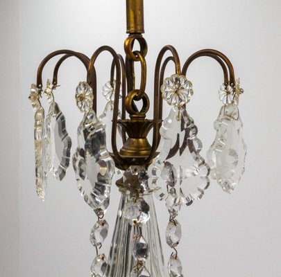 Mid-Century French Chandelier with Crystal Drops and Ball-RIU-1142234