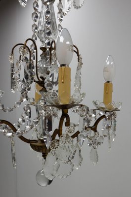 Mid-Century French Chandelier with Crystal Drops and Ball-RIU-1142234