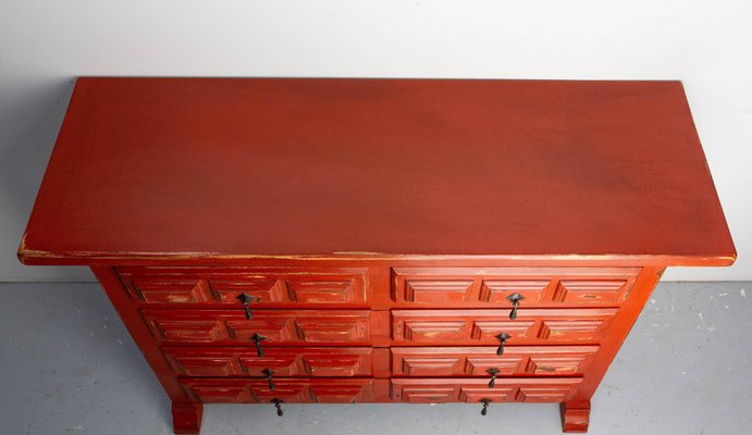 Mid-Century French Chest of Drawers in Red, 1960s-RIU-2041527