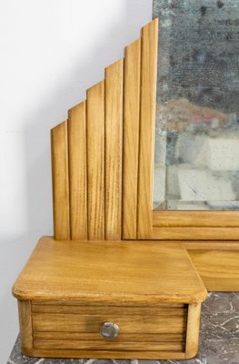 Mid-Century French Chestnut Marble Dressing Table with Mirror, 1940s-RIU-2041528