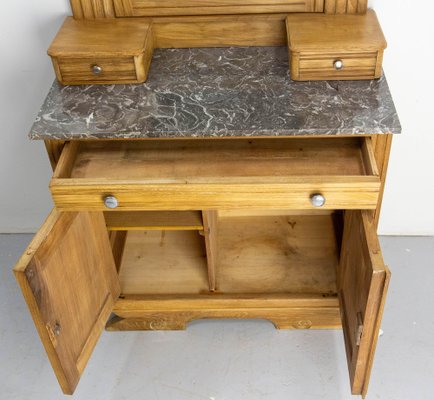 Mid-Century French Chestnut Marble Dressing Table with Mirror, 1940s-RIU-2041528