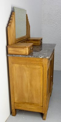 Mid-Century French Chestnut Marble Dressing Table with Mirror, 1940s-RIU-2041528