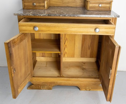 Mid-Century French Chestnut Marble Dressing Table with Mirror, 1940s-RIU-2041528