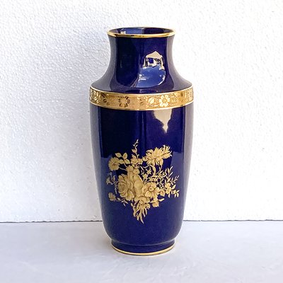 Mid-Century French Cobalt Blue Limoges Vase, 1950s-BEW-1453577