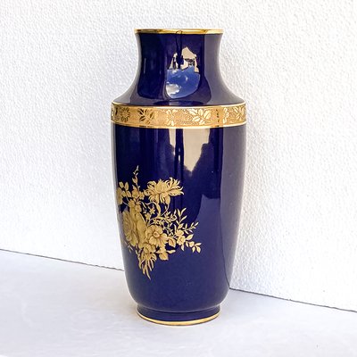 Mid-Century French Cobalt Blue Limoges Vase, 1950s-BEW-1453577