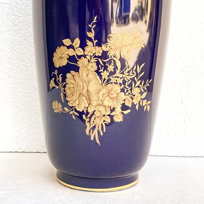 Mid-Century French Cobalt Blue Limoges Vase, 1950s-BEW-1453577