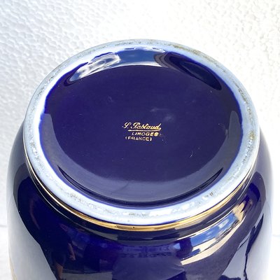 Mid-Century French Cobalt Blue Limoges Vase, 1950s-BEW-1453577