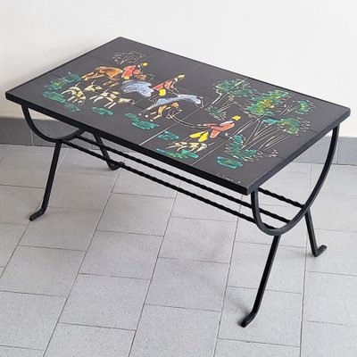 Mid-Century French Coffee Table in Ceramic and Steel, 1950-CGX-1806268