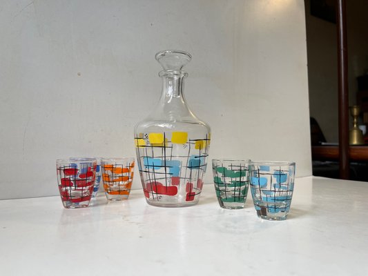 Mid-Century French Decanter Set in Glass, 1950s, Set of 6-LCR-1384696